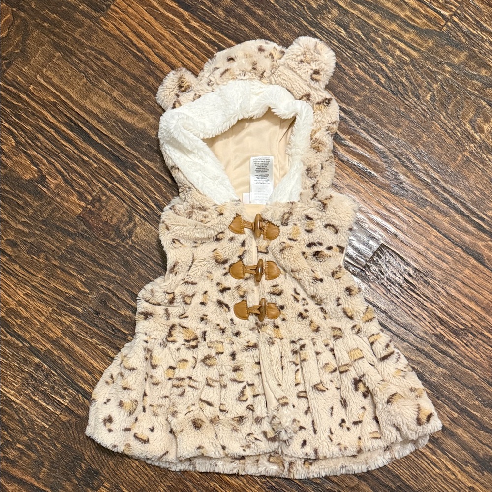 Little Lass Cream and Brown Furry Coat